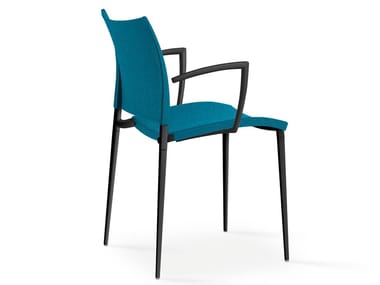 SAND - Upholstered stackable fabric chair with armrests (Request Info).