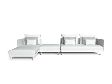 SLAM - Sectional fabric garden sofa with chaise longue (Request Info).