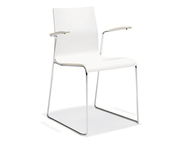 NOA I - Sled base stackable melamine training chair with armrests (Request Info).