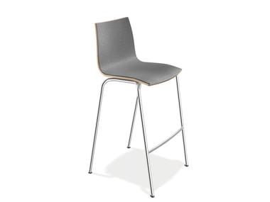 ONYX BARSTOOL - Upholstered beech stool with footrest (Request Info).