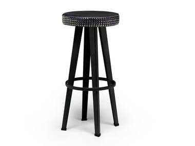 STUD - High wooden stool with leather seat (Request Info).