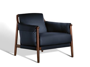 TIMES LOUNGE - Leather armchair with armrests (Request Info).