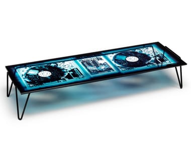 XRAYDIO - Rectangular crystal and steel coffee table (Request Info).