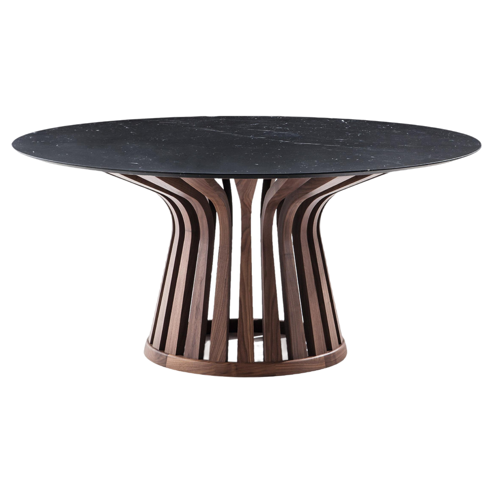 Lebow Wood - Round Table with Marble Top