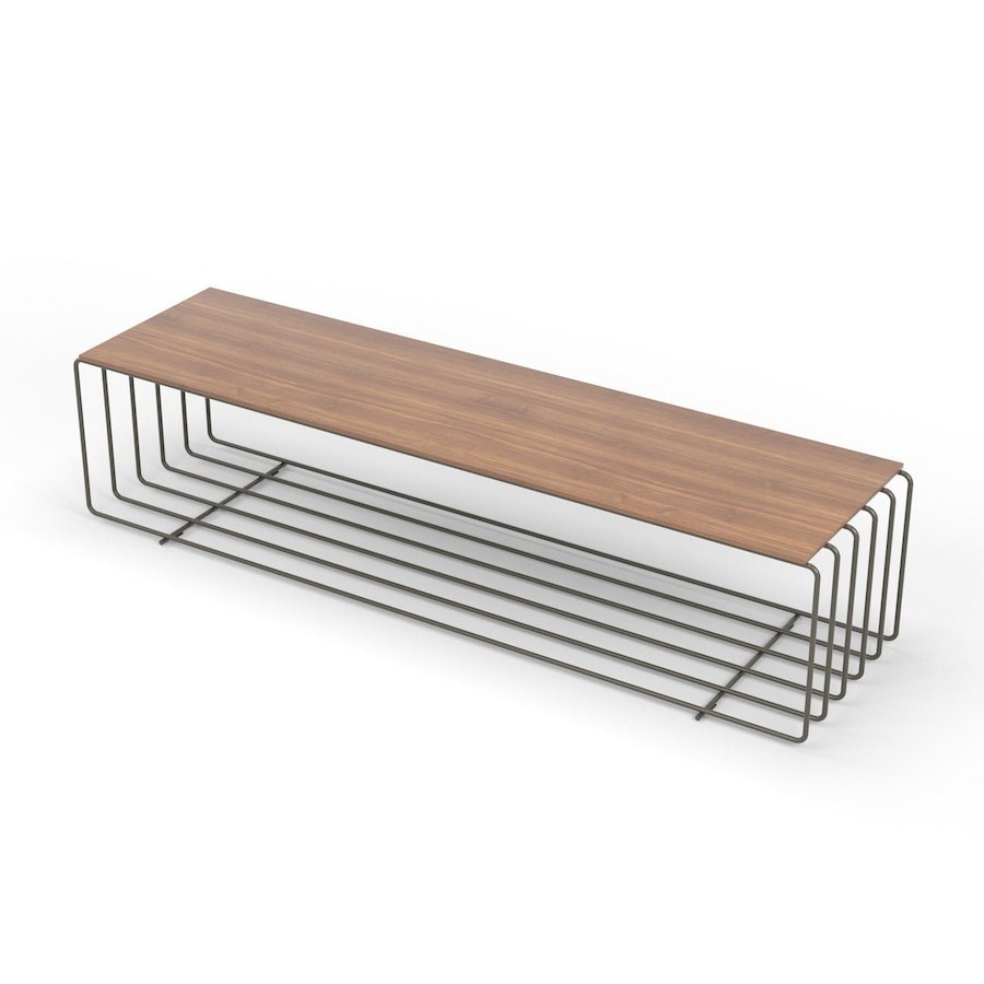 FENCE - Rectangular wooden coffee table.