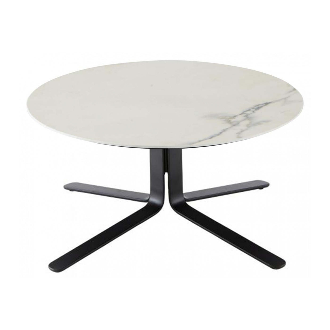 MOA - Low round porcelain stoneware coffee table with 4-star base.