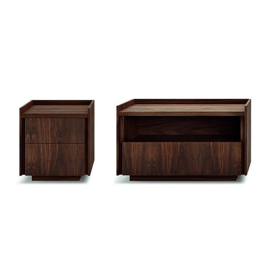 Revo - Rectangular wooden bedside table with drawers.