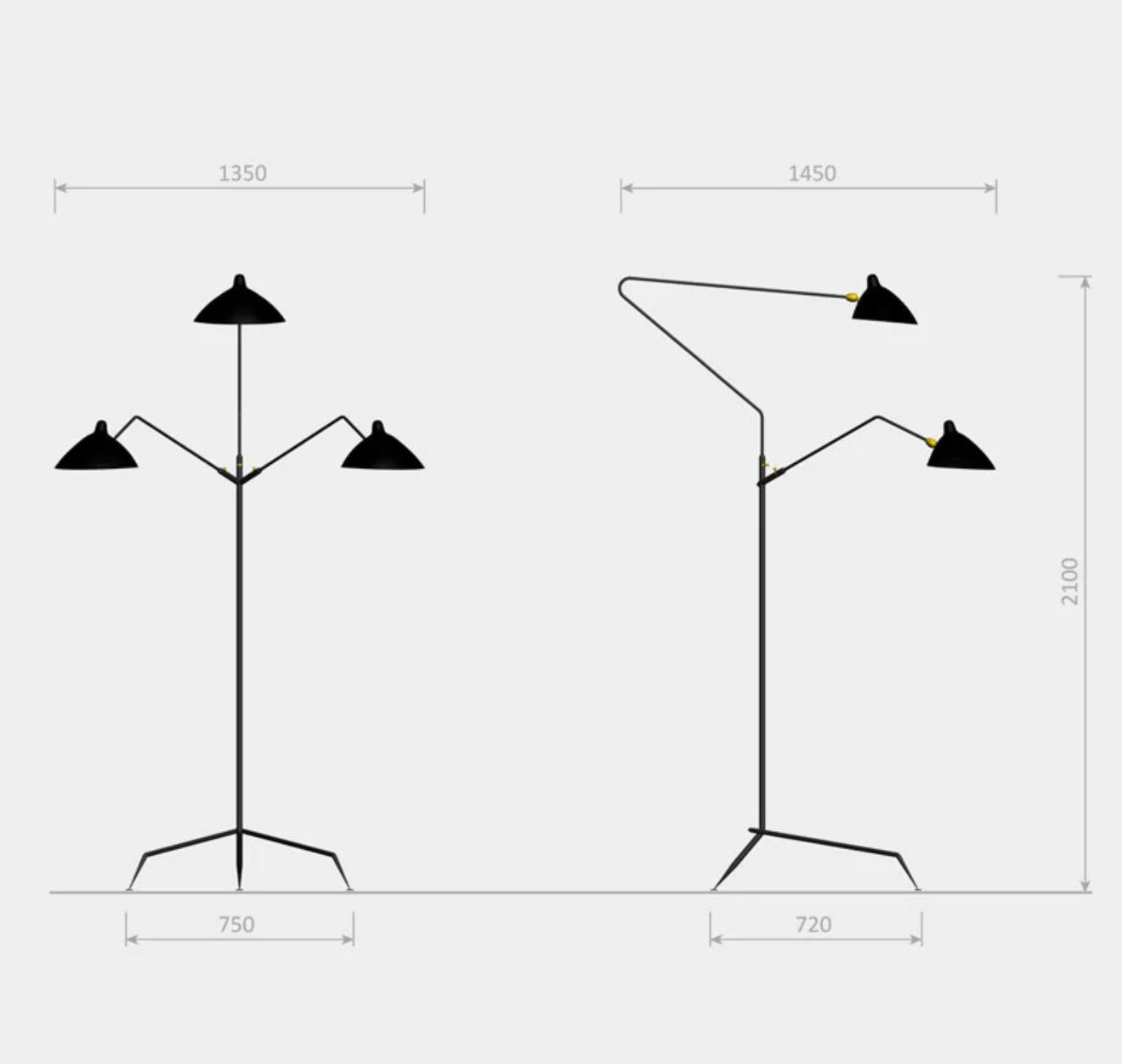 3 Rotating Arms Standing lamp.
