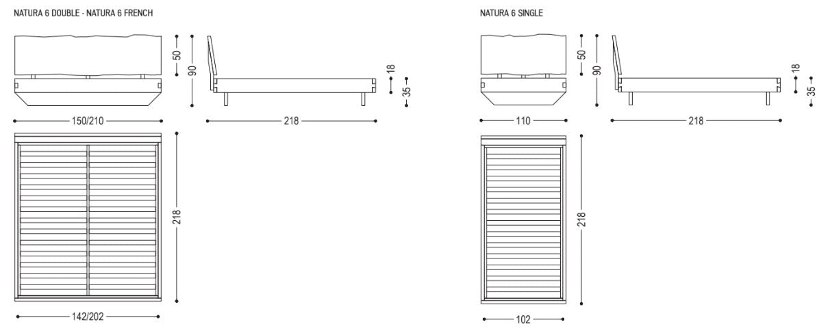 NATURA 6 - Solid wood double bed.