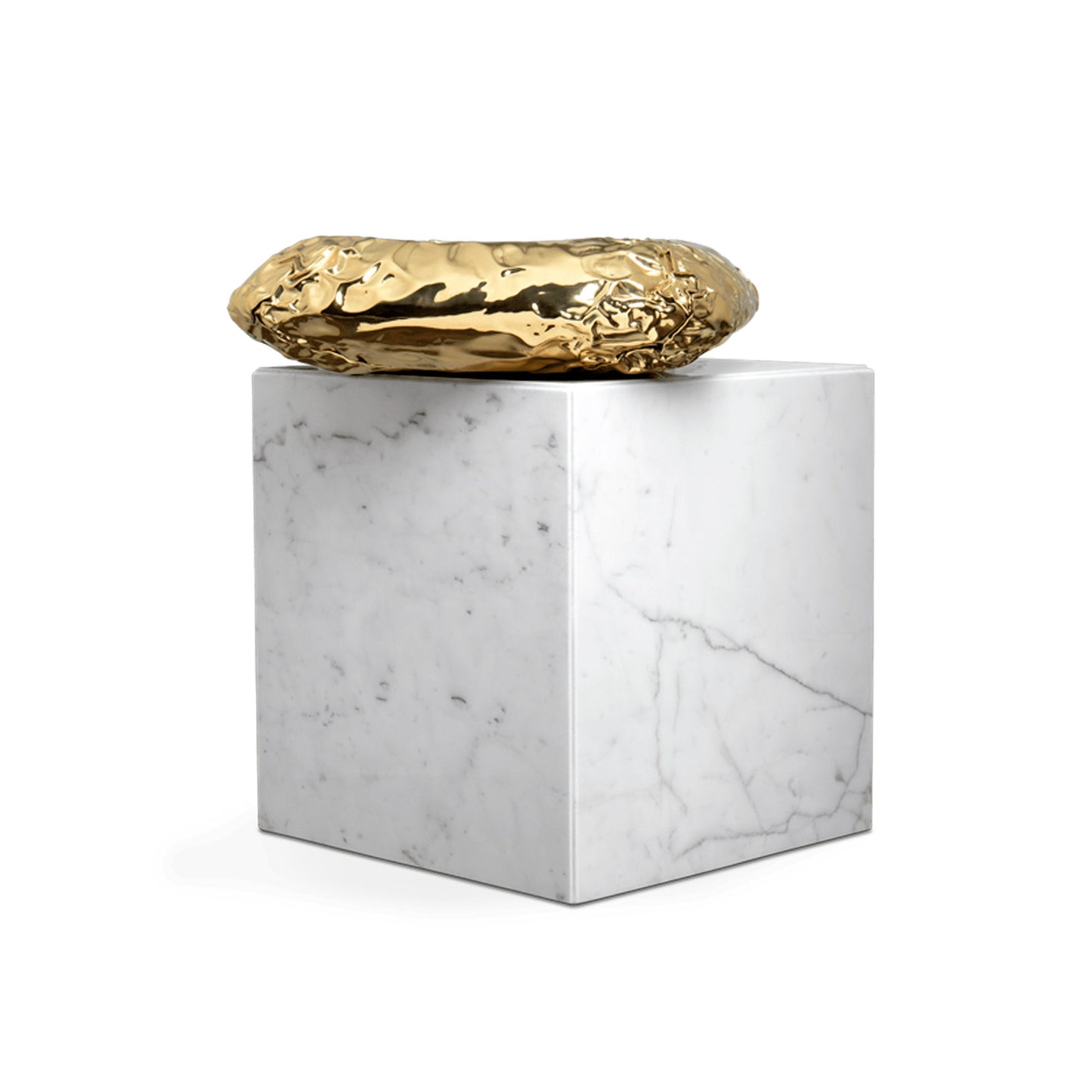 STONEHENGE - Square Carrara marble coffee table.
