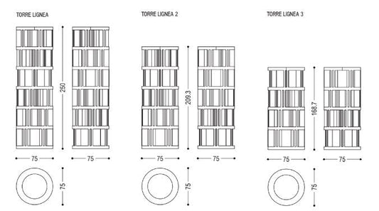 TORRE LIGNEA - Open freestanding cedarwood bookcase (Request Info).