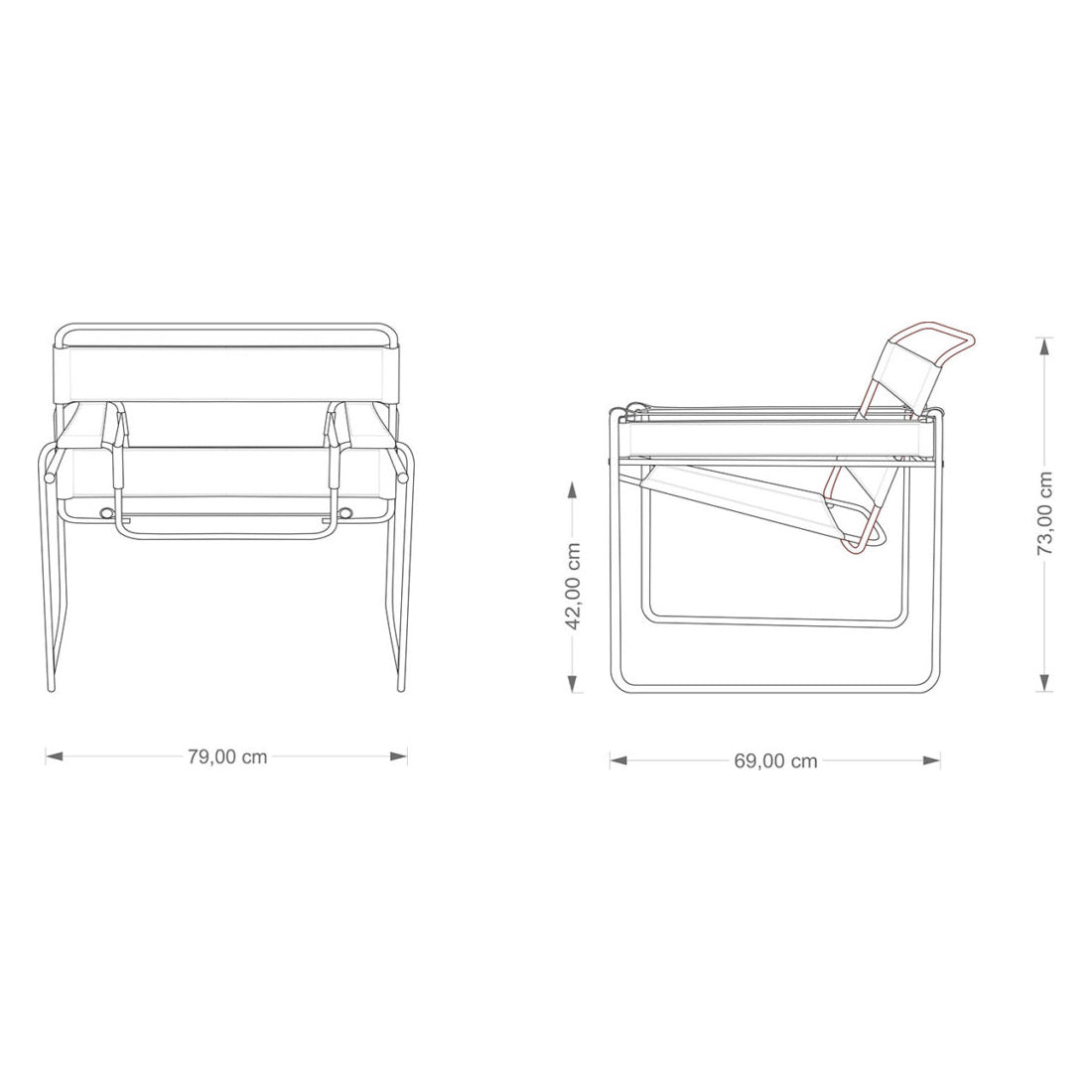 Vasily Chair - Canvas Easy Chair with Armrest.