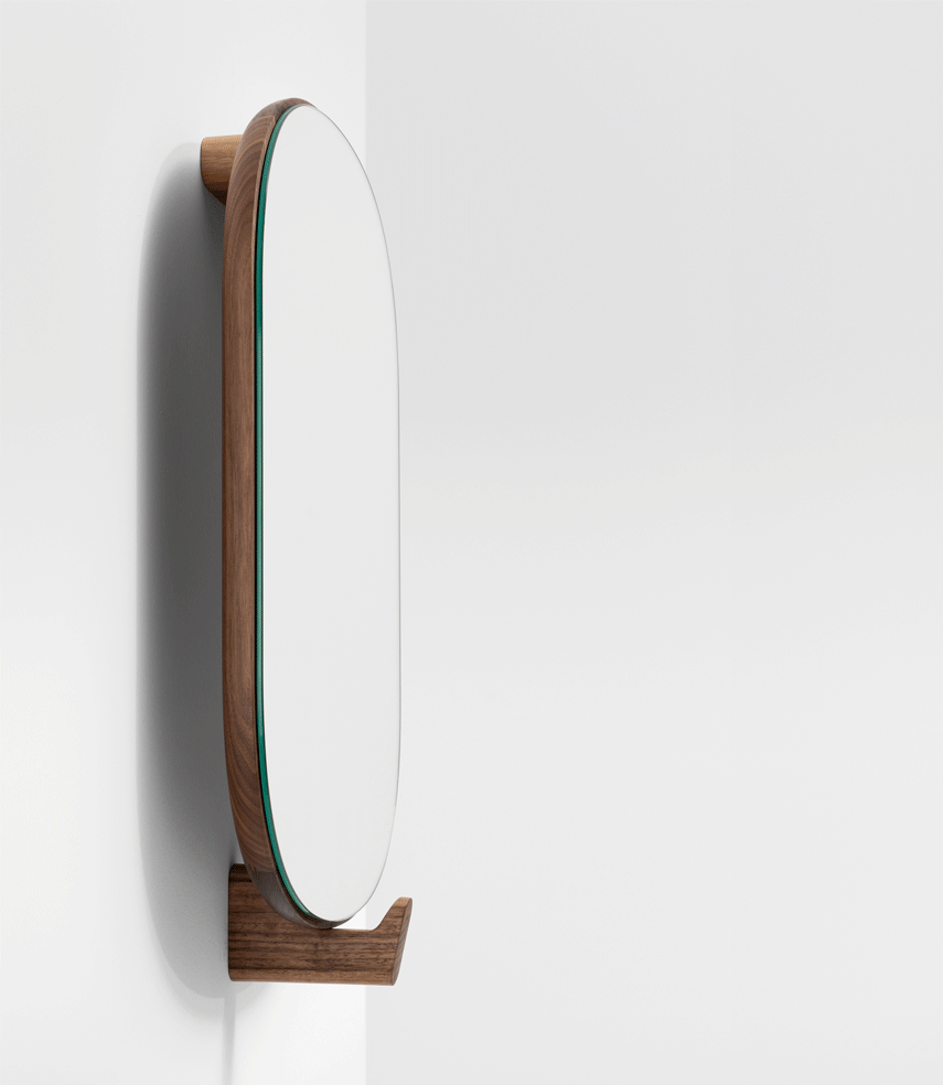 AD ORE - Oval framed wall-mounted oak mirror