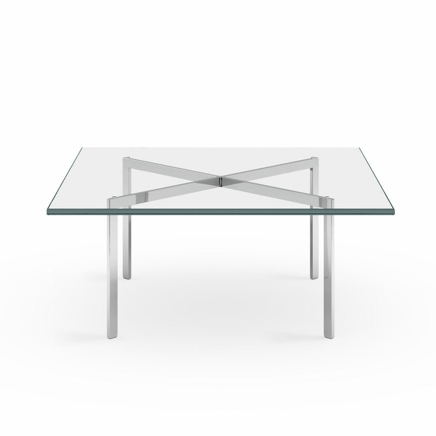 Knoll Barcelona - square glass and steel coffee table