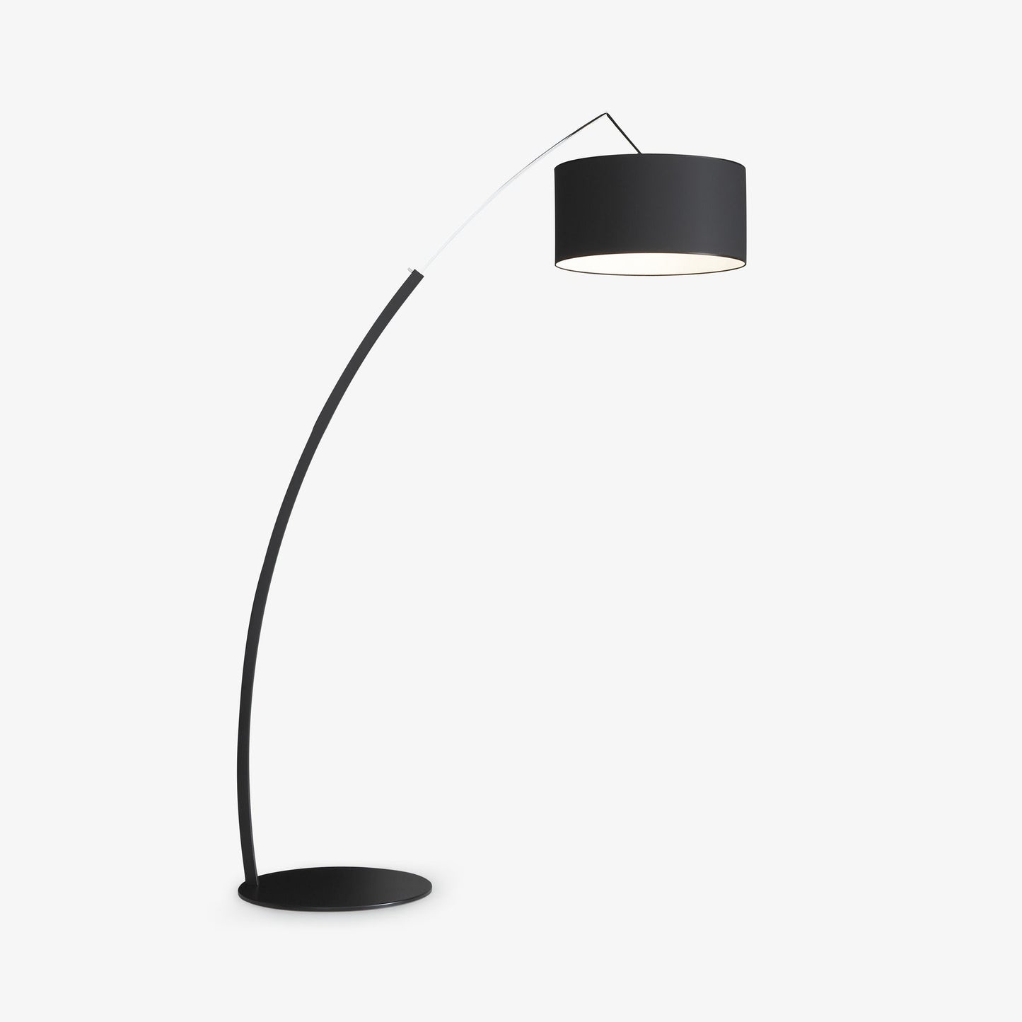 DIMENSIONS - Metal floor lamp with cotton shade.