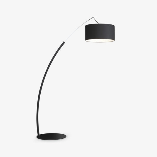 DIMENSIONS - Metal floor lamp with cotton shade.