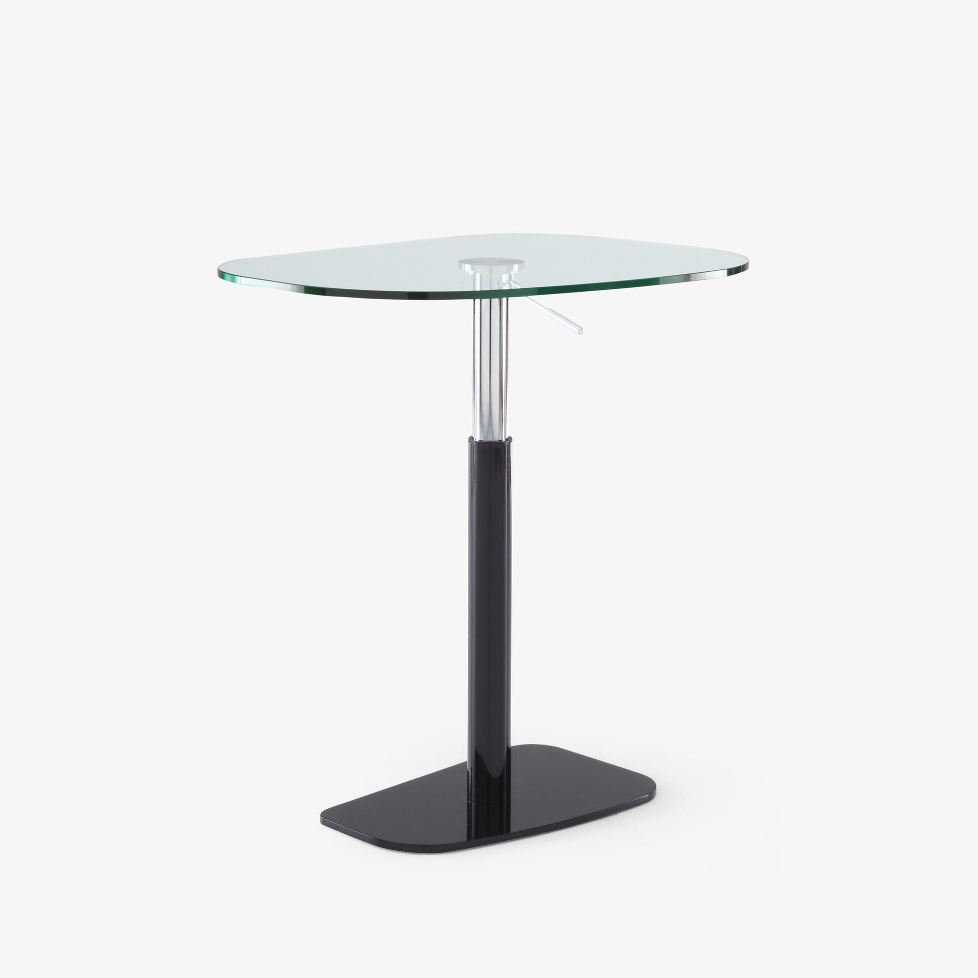 PIAZZA - Height-adjustable glass and steel table.