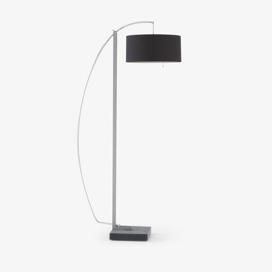 MAMA - Arc lamp in steel with cotton shade.