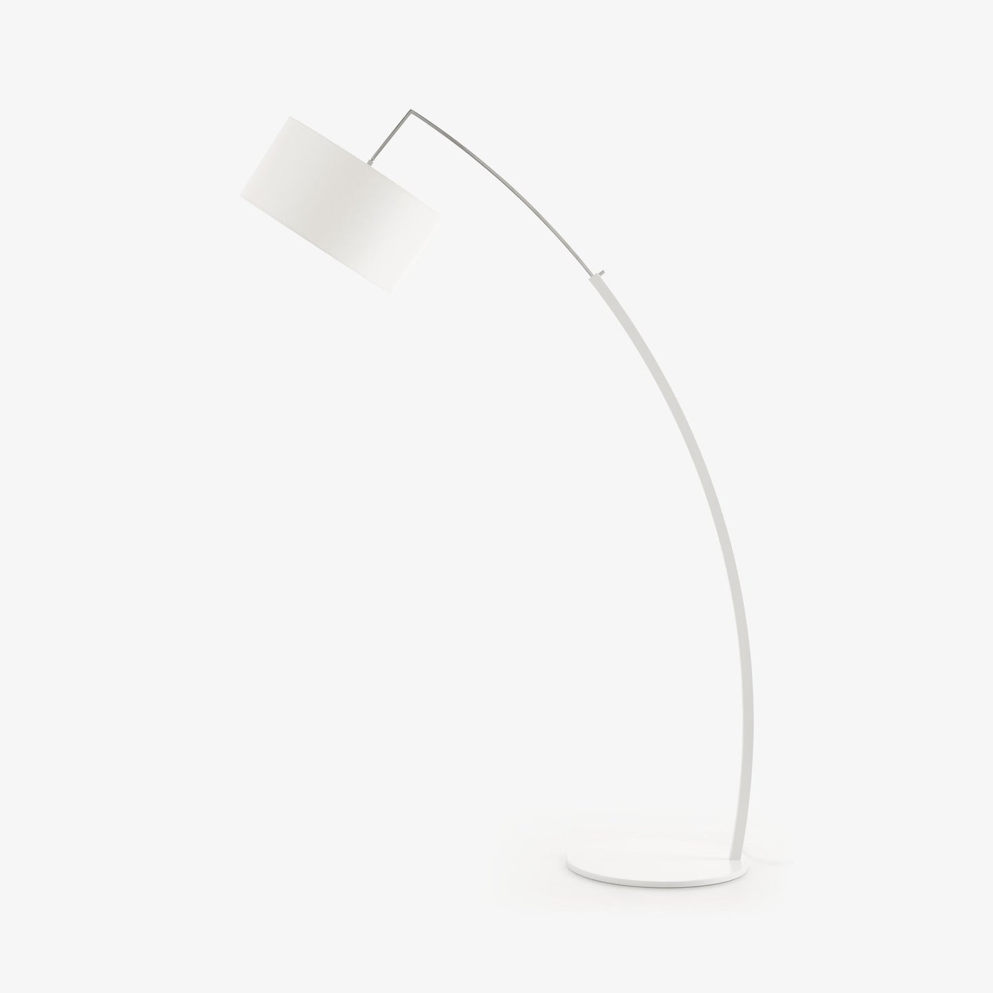 DIMENSIONS - Metal floor lamp with cotton shade.