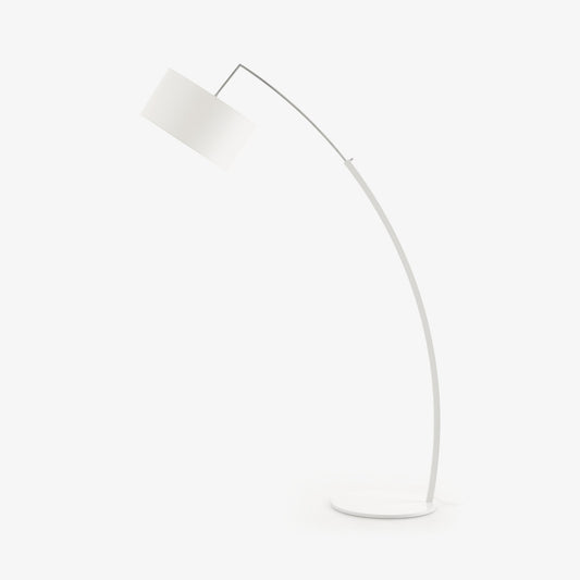 DIMENSIONS - Metal floor lamp with cotton shade.