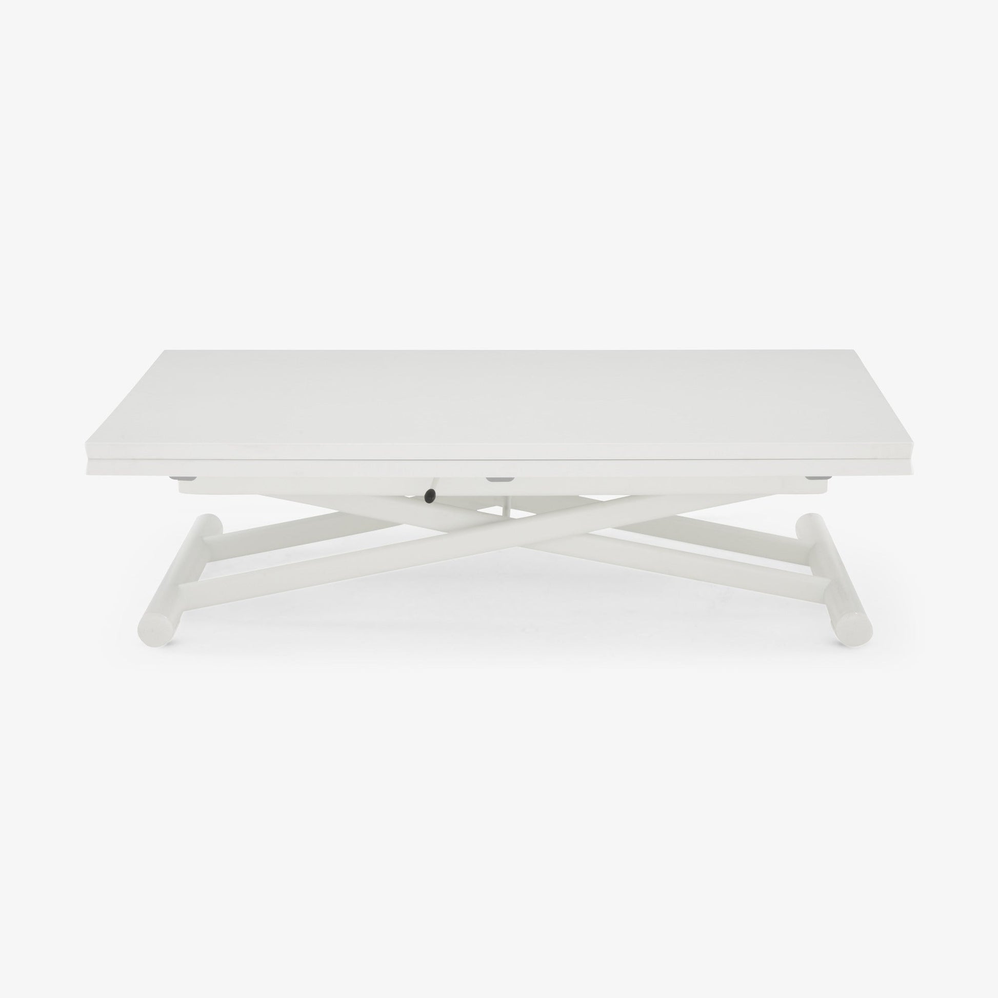 BRUNCH - Height-adjustable low rectangular steel and wood coffee table.