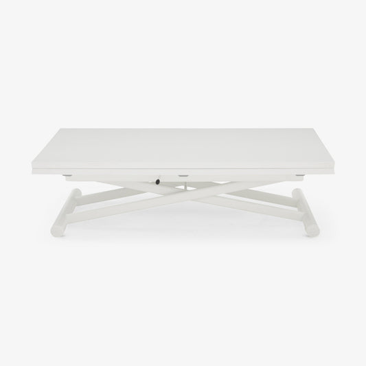 BRUNCH - Height-adjustable low rectangular steel and wood coffee table.