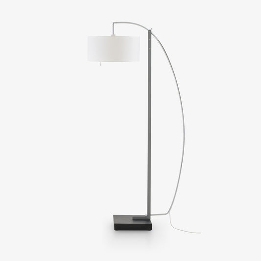 MAMA - Arc lamp in steel with cotton shade.