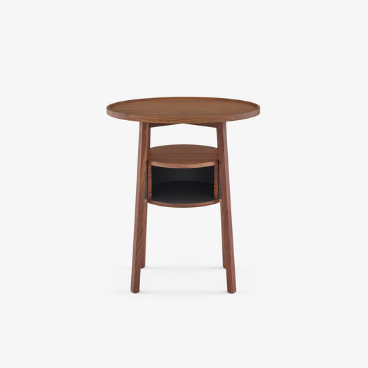 EPISODE - Round solid wood bedside table with drawers.