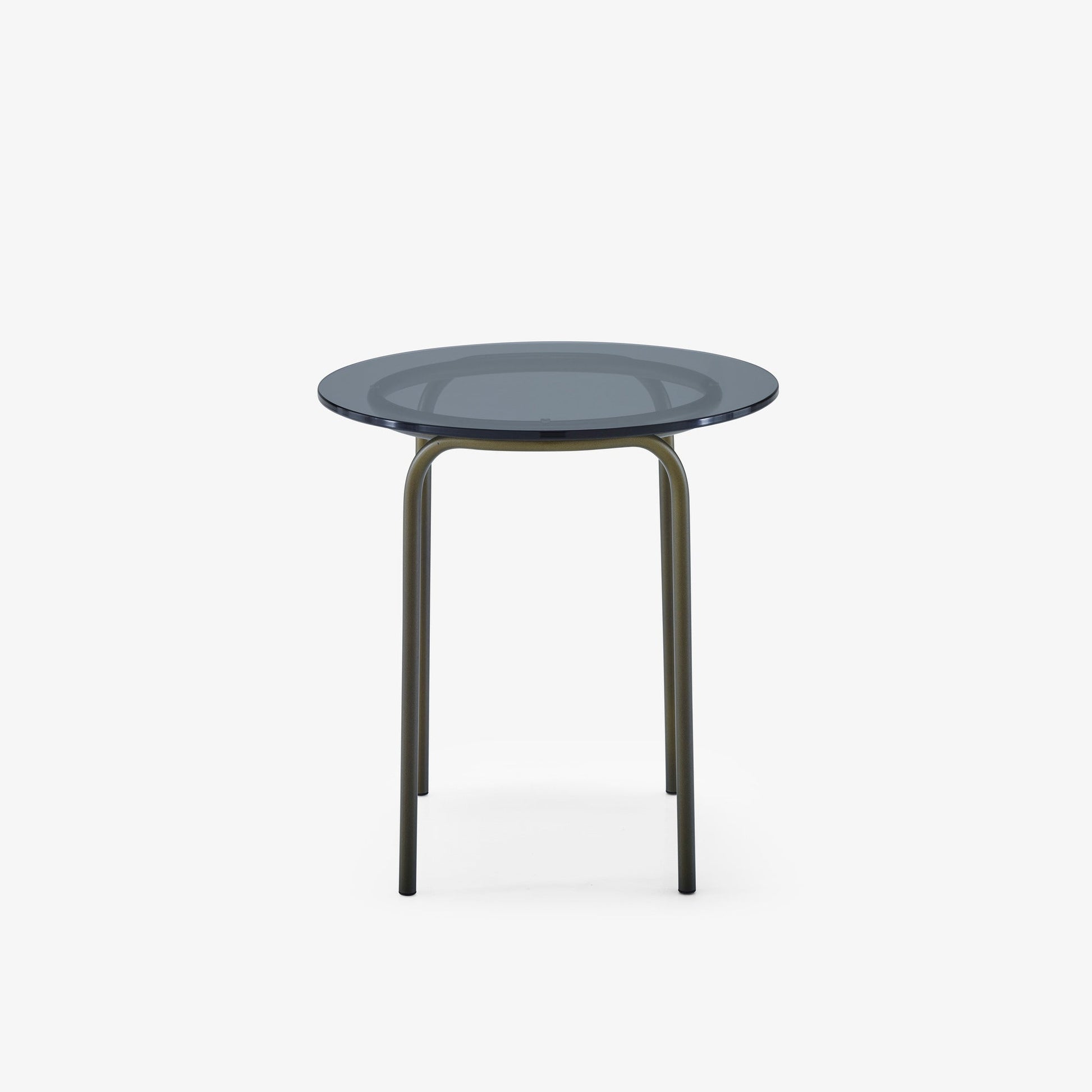 LIAM - Round tempered glass high side table.