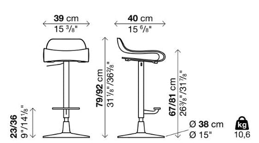 BCN - Swivel height-adjustable stool.