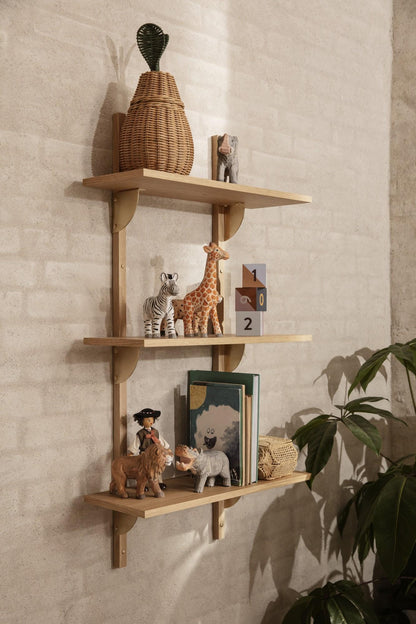 Ferm Living Sector Shelf Triple Wide Oak/ Brass