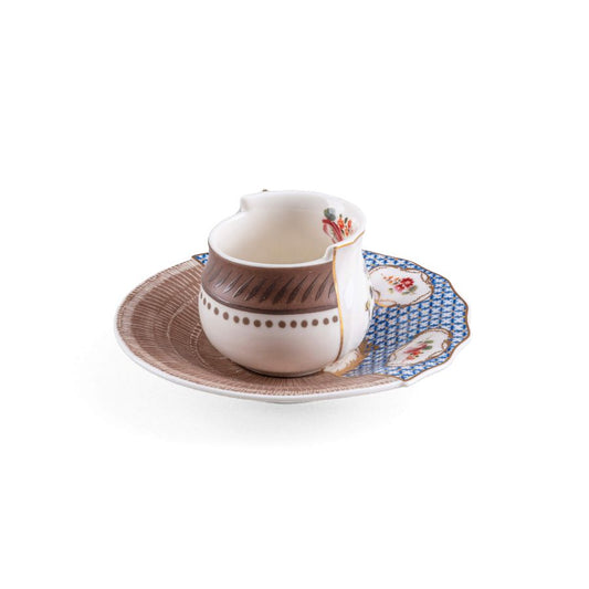 Hybrid Djenne Coffee Cup - Bone China porcelain Coffee Cup with Saucer