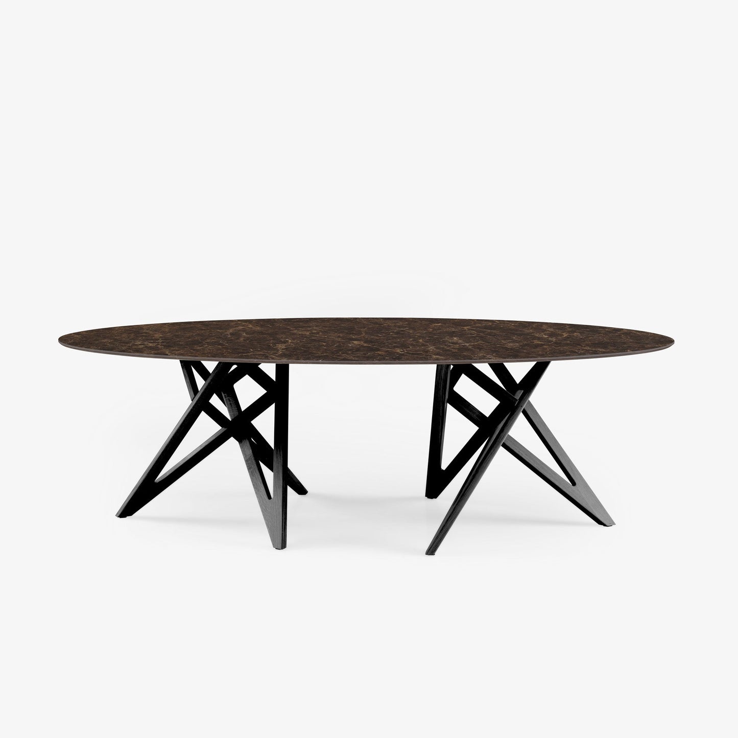 ENNÉA - Oval dining table in porcelain stoneware marble effect.