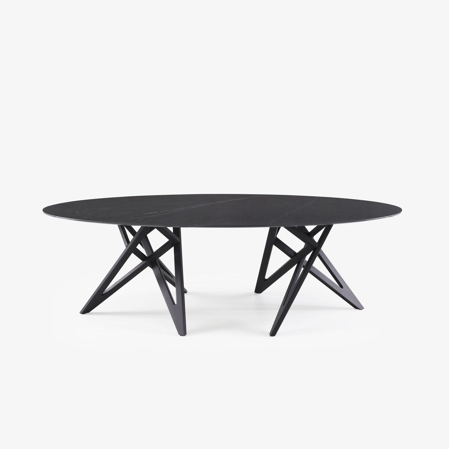 ENNÉA - Oval dining table in porcelain stoneware marble effect.