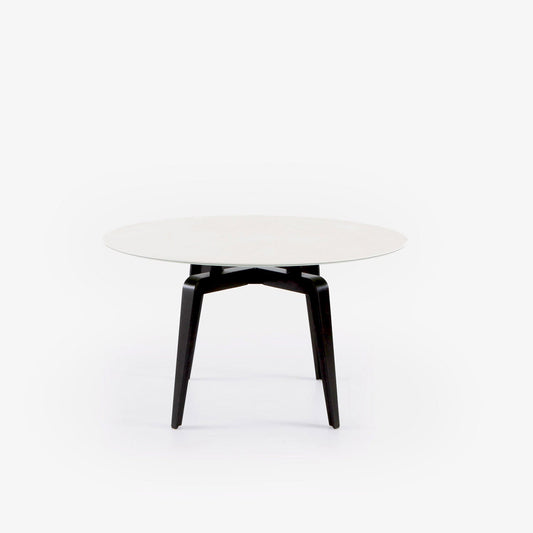 ODESSA - Round table with marble effect porcelain stoneware top.