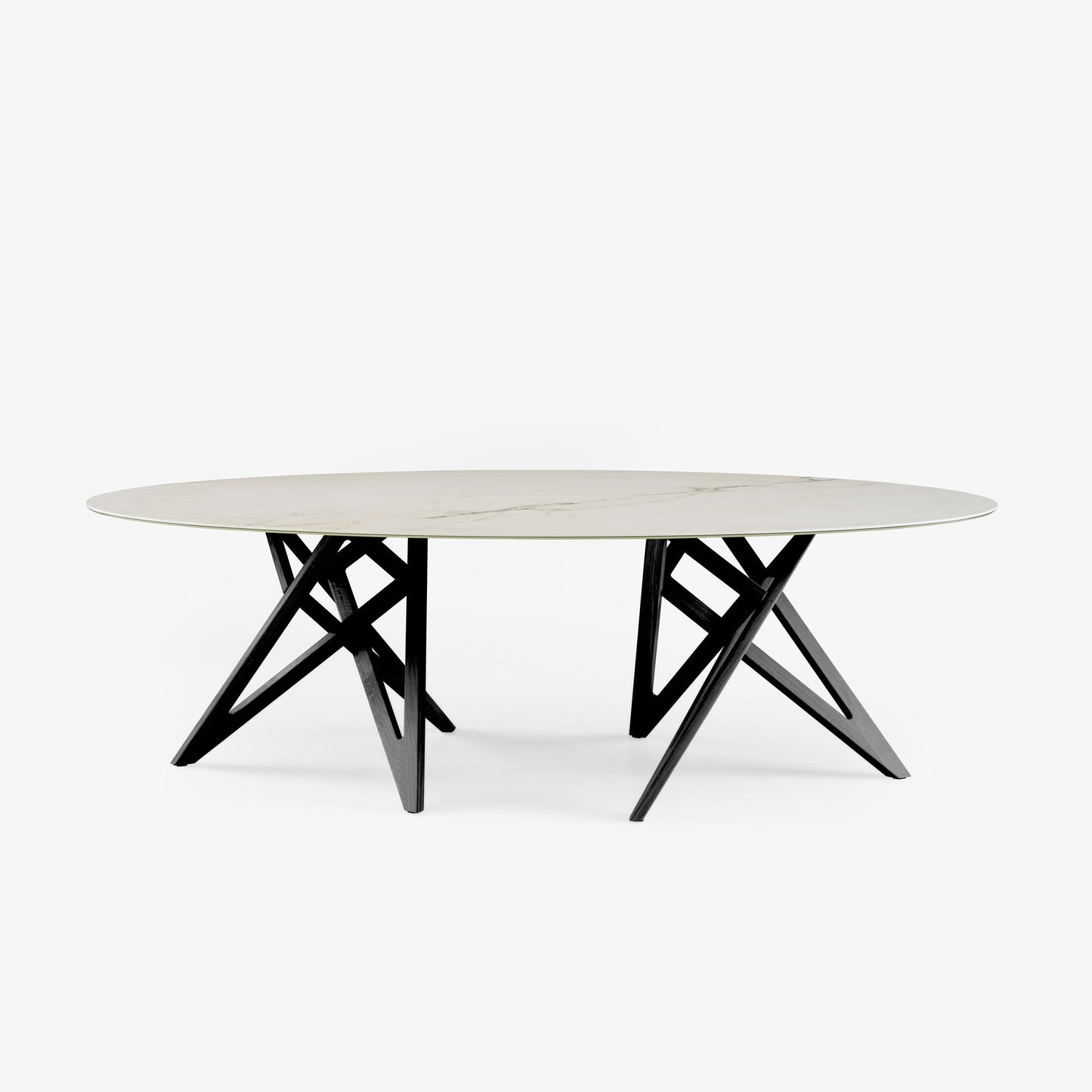 ENNÉA - Oval dining table in porcelain stoneware marble effect.