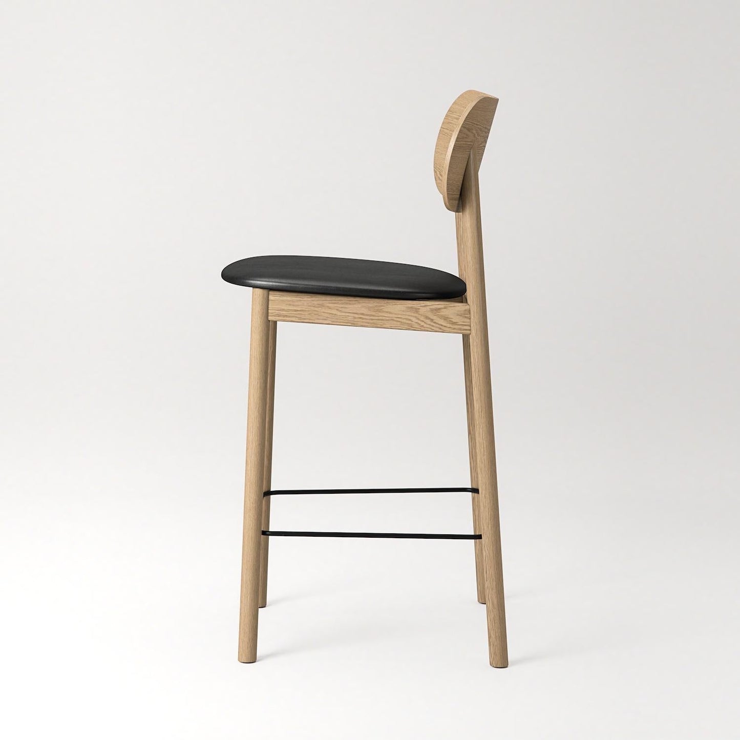 Decotique Elephant Bar Stool Natural Oak/Black Leather