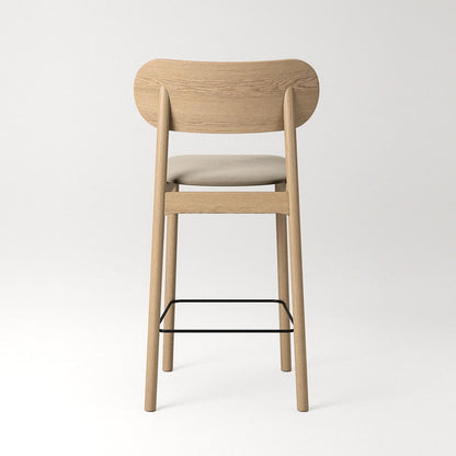 Decotique Elephant Bar Stool Natural Oak/Beige Velvet