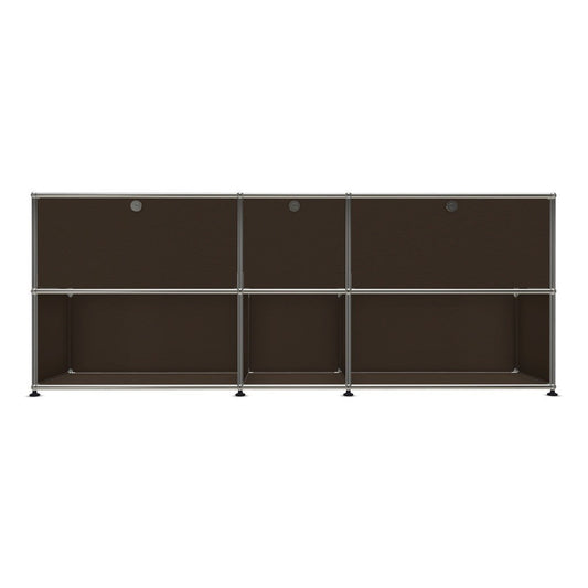 3x2 Modular Metal Sideboard with 3 top doors [W(750+395+750)XD350XH(350+350)] by Usm #USM Brown