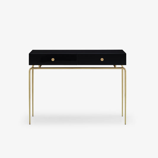 Débourgeoisée - Rectangular steel and wood console table with drawers.