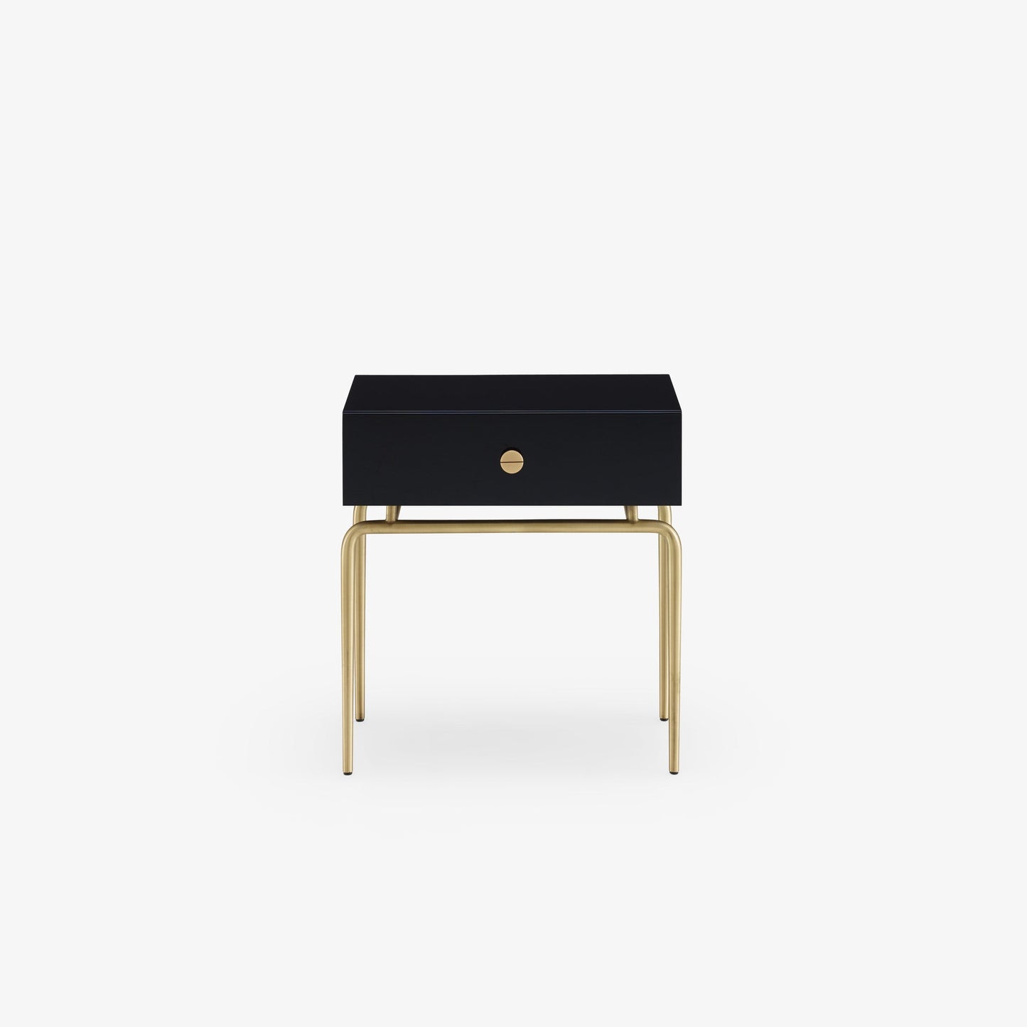 Débourgeoisée - Rectangular steel and wood bedside table with drawers.
