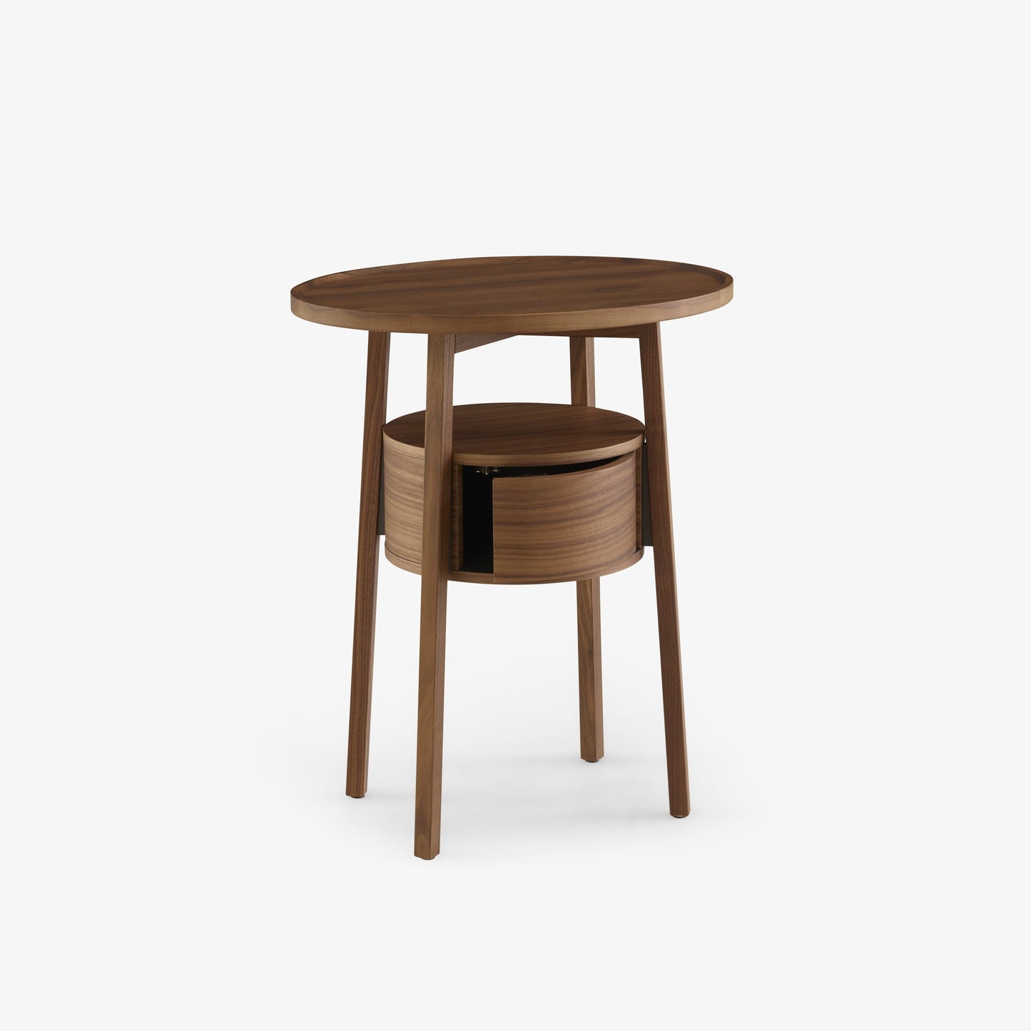 EPISODE - Round solid wood bedside table with drawers.