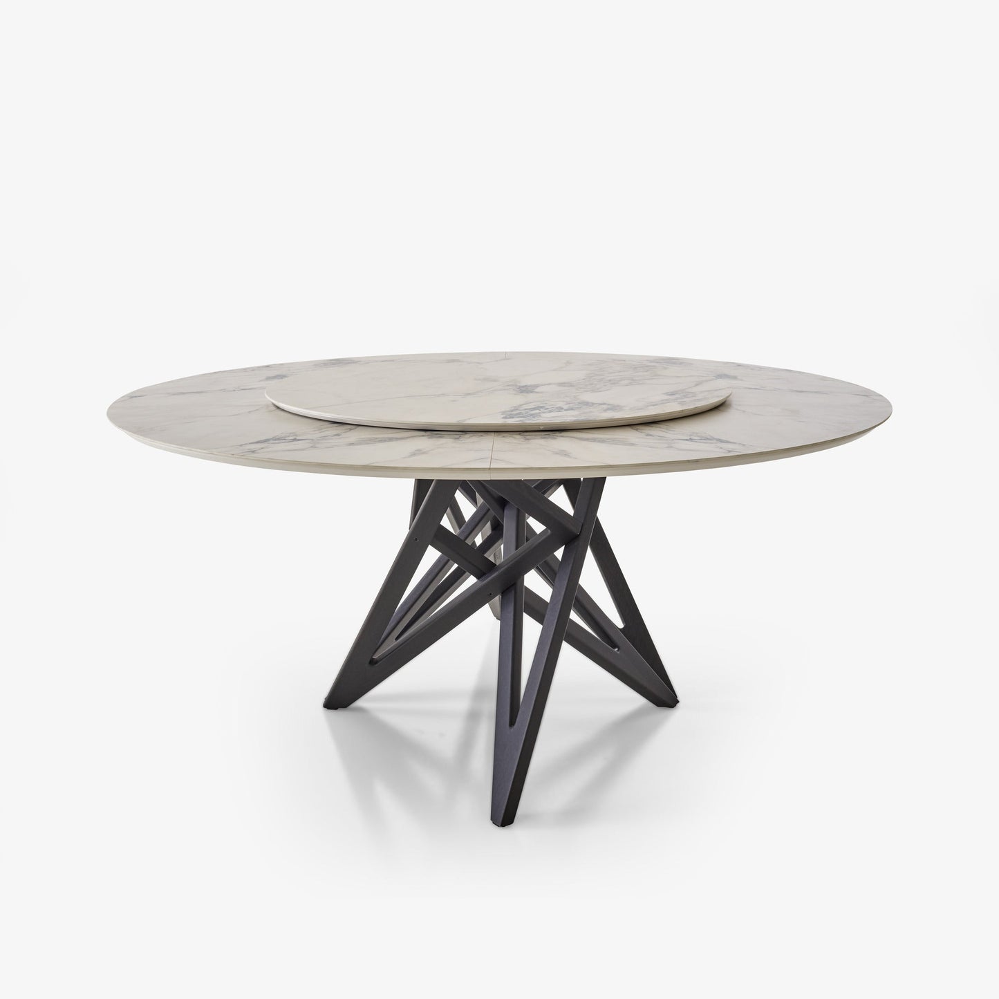 ENNÉA - Round wooden dining table with Lazy Susan.