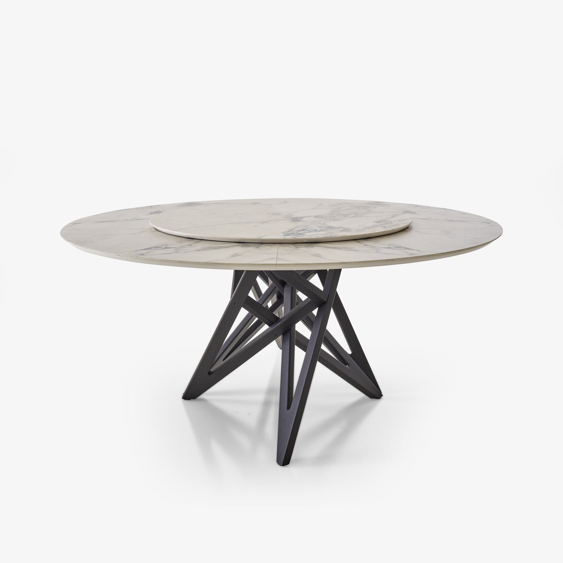 ENNÉA - Round wooden dining table with Lazy Susan.