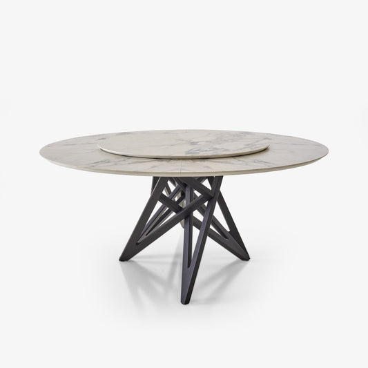 ENNÉA - Round wooden dining table with Lazy Susan.