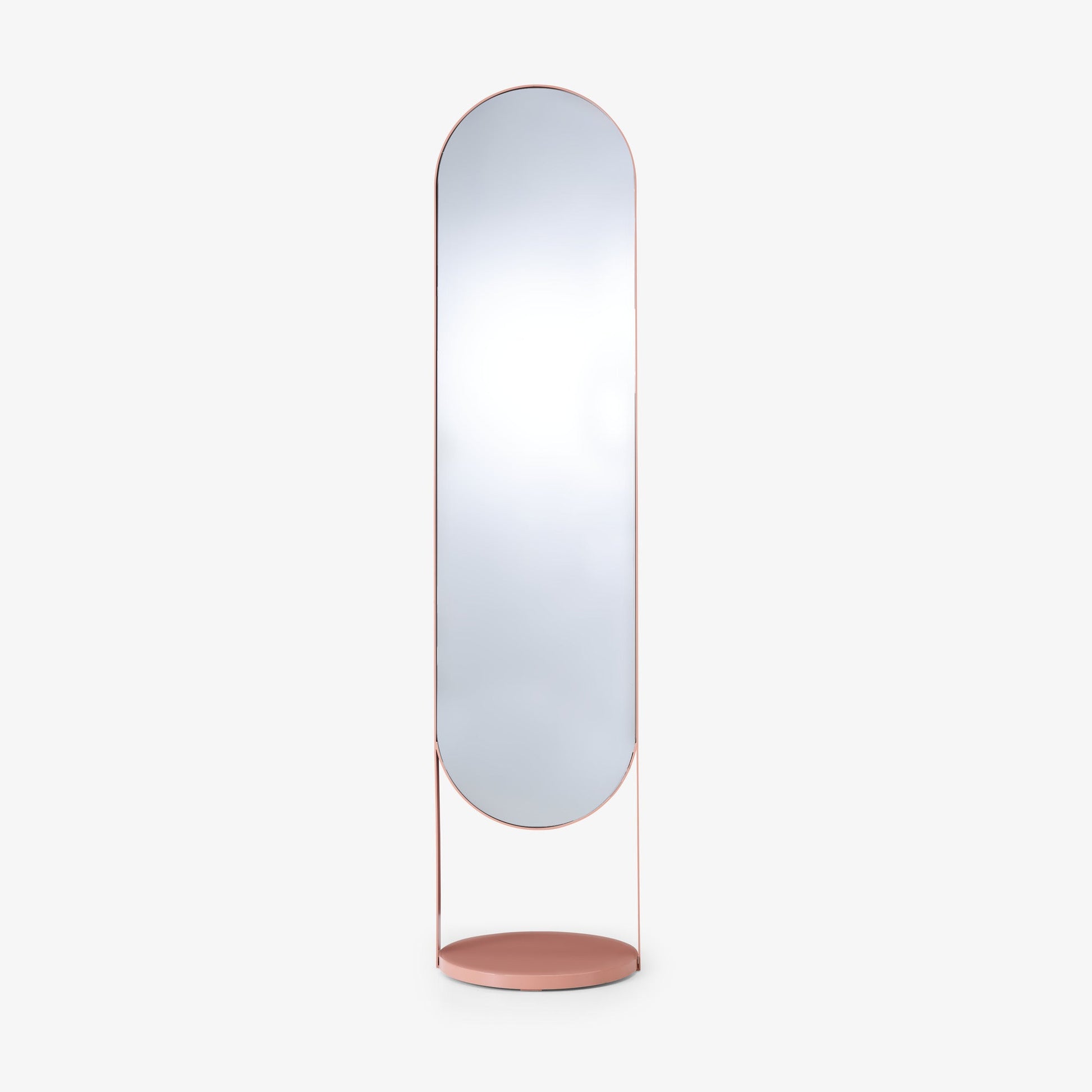 NIMBE - Freestanding oval metal mirror.