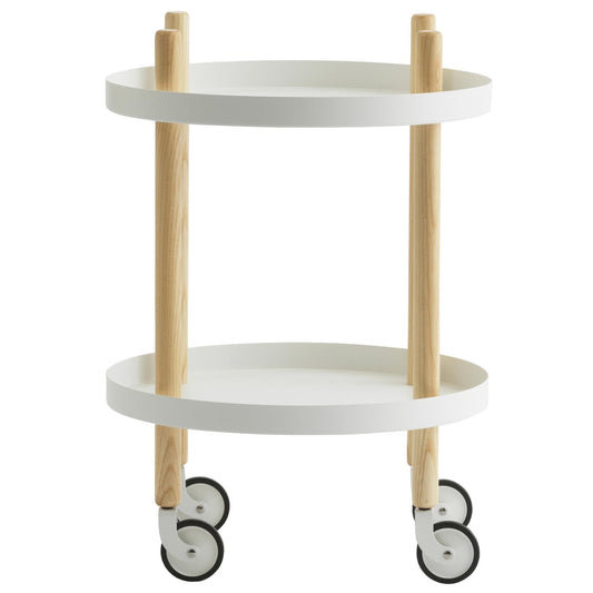 Block table trolley, round, white