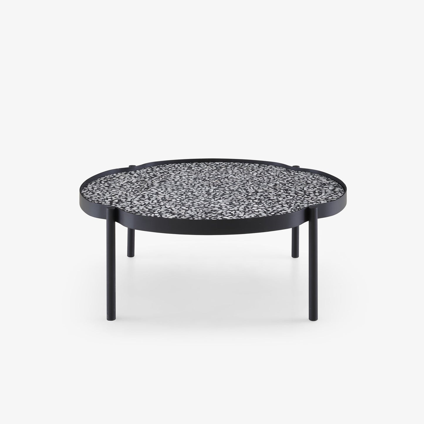 MALLEA - Round metal coffee table with granite top.