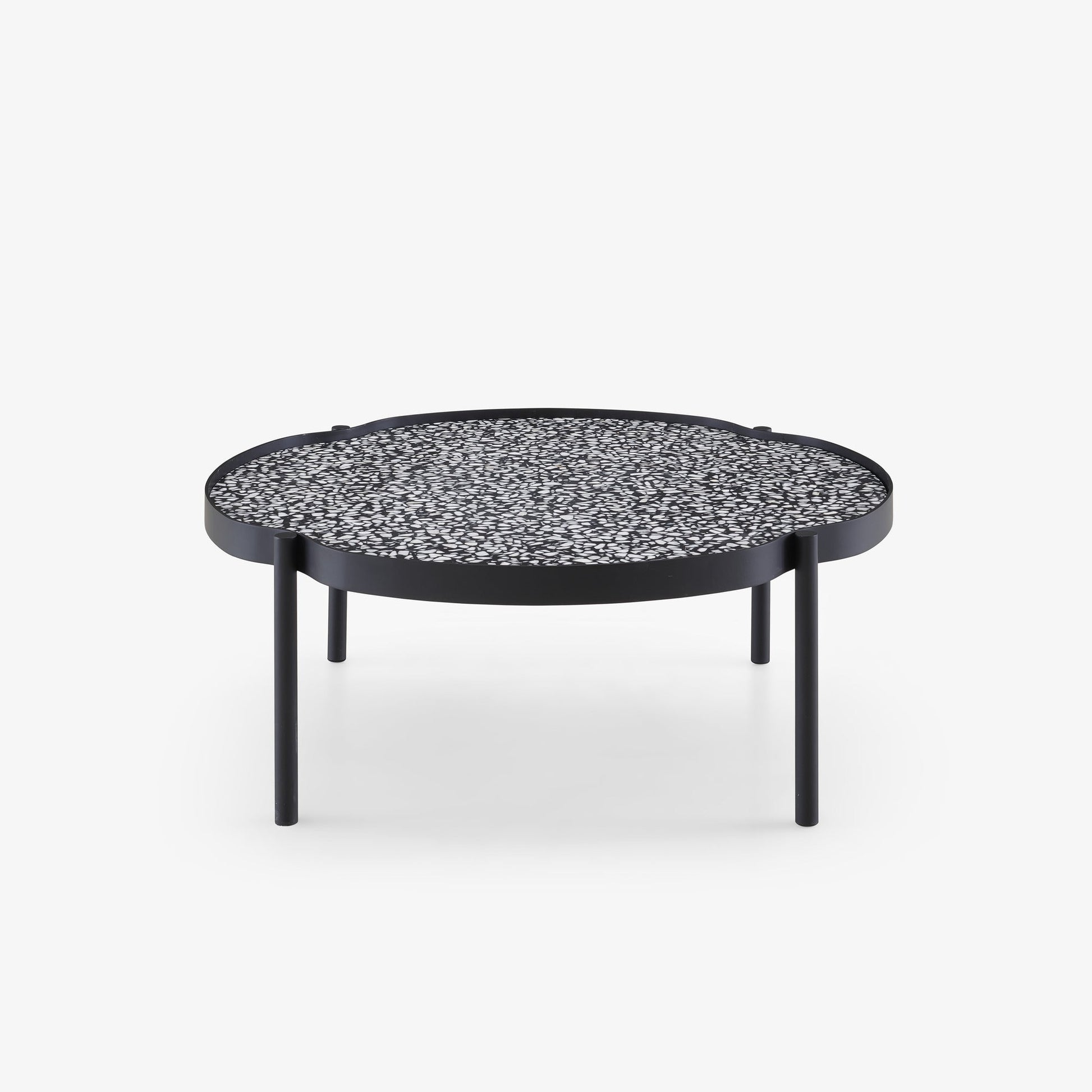 MALLEA - Round metal coffee table with granite top.