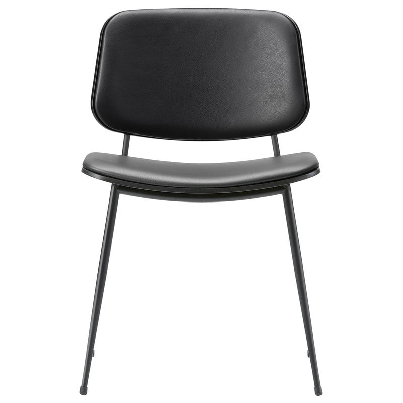 Søborg chair 3062 by Fredericia #black steel base, black oak - black leather #